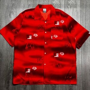 Southpole Mens Red Black Ombre Character Print Button Down Shirt XXL Y2K Vintage